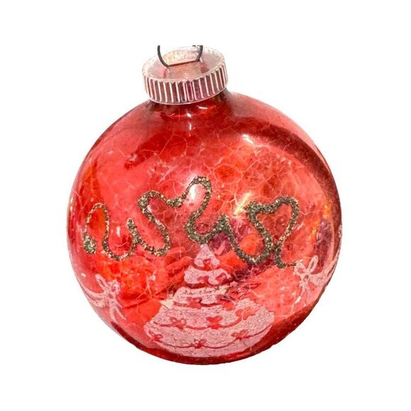 Set 5 West Germany Shiny Brite Christmas Tree Themed Ornaments Vtg Glass Balls - Picture 4 of 12